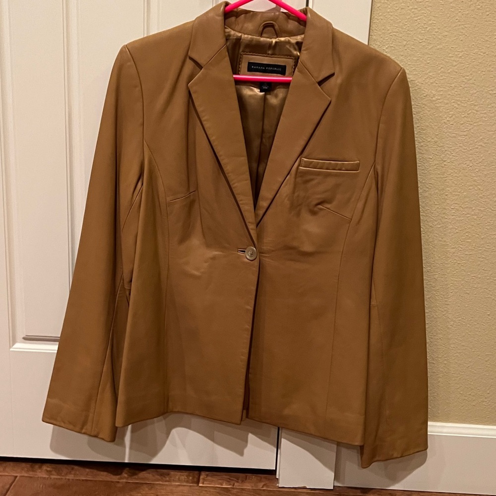 Banana Republic Camel- Tan Leather Blazer